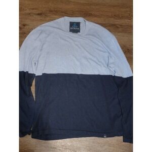 prAna Mens Sweater XX-Large Blue‎ Colorblock Crew Neck 100% Organic Cotton Retro